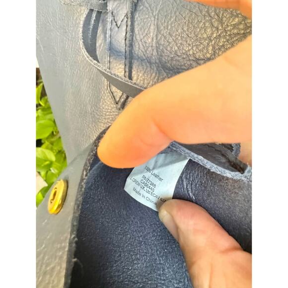 J. Crew Downing Leather Blue Tote Bucket Bag - Picture 6 of 10